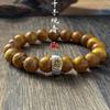 Pulsera de Sándalo Dorado de la Montaña Wutai de Venta Caliente 12 Signos del Zodíaco Buming Buda Dios Guardián Wen Pulsera de Cuentas de Buda para Hombres y Mujeres