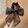 Estilo coreano Elegante Pérola Arco Anel de Cabelo Luz Luxo Organza Elegante Anel Intestinal Chanel Estilo Fita Manchete Jóias