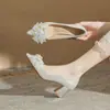 Jin Jin CH60-47 zapatos de tacón grueso con punta de lentejuelas de una sola capa para mujer 2024 nuevos zapatos de boda primavera y otoño zapatos de novia tacones altos para mujer