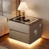 Famosa en Internet Mesa de Noche Inteligente con Cerradura de Contraseña, Hecha de Madera Maciza, para Uso Doméstico en el Dormitorio, Diseño Moderno Sencillo para Apartamentos Pequeños, Gabinete de Noche y Lámpara Integrados