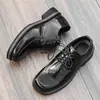 Sapatos Derby estilo Britânico transfronteiriços masculinos com cadarço bico quadrado em couro sapatos masculinos business casual sola grossa salto oculto sapatos de noivo