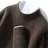 Suéter Masculino de Caxemira com Gola Meia-Alta Casual Manga Longa Malha Básica Camada Interna Outono Inverno Novo Top