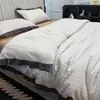 Conjunto de Quatro Peças em Gaze Dupla de Algodão Puro com Borda de Renda Versão Coreana 2026 com Estampa de Princesa Francesa Conjunto de Quatro Peças de Algodão Puro