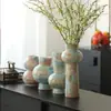 Vaso de Cerâmica Estilo Chinês Novo de Jingdezhen, Modelo para Sala de Exposição, Série de Cores Morandi, Ornamento de Formato Irregular para Sala de Estudo e Pousada, Recipiente para Arranjo de Flores