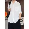 Camisa de Manga Curta Respirável Fresca de Verão Estilo Old Money Fina para Homens, Caimento Solto, Tamanho Grande, Manga Três Quartos Estilosa, Camisa que Não Amassa