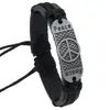 Pulsera Trenzada de Cuero Vintage Unisex Símbolo de la Paz Pulsera de Aleación Accesorio Más Vendido Transfronterizo Europeo y Americano