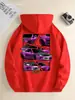 Moletom com Capuz Masculino Nova Moda Cross-Border Aliexpress, Blusa de Moletom Casual para o Dia a Dia com Cordão e Estampa de Carro