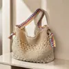 Bolsa de ombro única de verão, bolsa de praia trançada, bolsa de palha para férias feminina de grande capacidade 2025, novo estilo versátil para a praia