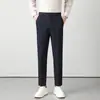 Pantalones Casuales Gruesos Versátiles de Moda para Hombre Otoño/Invierno 2026, Pantalones Rectos Ajustados para Hombre, Pantalones de Vestir Gruesos con Forro Polar Otoño/Invierno
