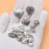 Conjunto de 20 Pequenos Pingentes e Acessórios de Concha de Prata Antiga, 20 Estilos, 1 de Cada, cerca de 27g por Conjunto