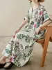 Vestido Largo Estampado de Cuello en V Estilo Bohemio Nuevo 2026, Cubre-traje Holgado Protector Solar, Vestido para Vacaciones en la Playa
