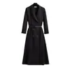 Vestido de Traje Blanco Simple y Elegante para Mujer en Otoño e Invierno Francés para Ir al Trabajo Cintura Adelgazante Falda Larga