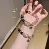 Pulseira de Cristal Natural com Contas Super Sete Ouro Negro, Novo Estilo Chinês Luxo Leve Pulseira Multicamadas Feita à Mão