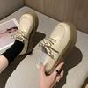 2024 Nuevos Mocasines Retro Suela Gruesa Estilo Universitario Tacón Grueso Zapatos Individuales Zapatos Casuales de Mujer Más Fáciles de Combinar Zapatos Británicos de Cuero Pequeño Zapatos de Mujer