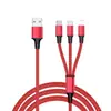Cable de Datos Trenzado de Carga Rápida de 1.2m Uno a Tres Cable de Datos para Teléfono Móvil Uno a Tres Mini Cable de Datos de Regalo