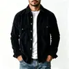 Camisa masculina de veludo cotelê estilo retrô americano, jaqueta de trabalho casual com lapela, jaqueta de camisa de manga comprida para exportação