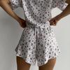Traje Deportivo Transfronterizo Nuevo Europeo y Americano para Mujer, Conjunto de Dos Piezas de Pijama Sexy con Estampado de Mangas Cortas y Pantalones Cortos Divididos