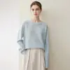 Moda otoño e invierno nueva para mujer 100% cachemira pura cálido y suave cuello redondo suéter de punto holgado agradable a la piel
