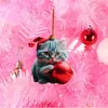 Colgante de gatito lindo para nuevo producto transfronterizo, colgante decorativo acrílico de una sola cara, colgante de arreglo de gato lindo de Navidad