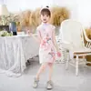 Cheongsam infantil novo verão fino pequeno fresco vestido cheongsam bebê menina estilo ocidental estilo princesa vestido