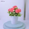 Atacado vaso pequeno cônico pêssego laranja plástico planta aquática arranjo de flores flor artificial flor de seda flor borboleta conjunto de Camélia