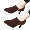 Zapatos de tacón alto mate con escote pronunciado para mujer, nuevo estilo otoño 2026, tacón grueso, punta afilada, elegantes zapatos individuales, cómodos zapatos de trabajo profesionales para mujer.