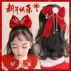 Estilo antigo crianças ano novo hairpin estilo chinês grande vermelho top clip hairpin menina cocar princesa borboleta clipe acessórios de cabelo