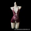 Lencería profundamente seductora, body de encaje transparente tentación de deseo puro, uniforme de mujer con entrepierna abierta, conjunto de pijama sin extracción