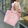 Bolsa de Ombro Estilo Japonês Nuvem Bolha para Mulheres, Bolsa Simples de Lona de Mão, Bolsa Tote Grande Capacidade para Compras