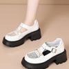 Mocassins de Verão Femininos Solado Grosso 2025 Novo Malha Vazada Sapatos Femininos Couro Envernizado Estilo Britânico Sapatos de Couro Pequenos Sapatos Respiráveis de Camada Única