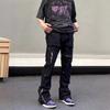 Calça jeans masculina com zíper High Street Vibe Fan, marca americana, solta, reta, micro chifre, ferramental