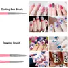 Conjunto de 15 peças Conjunto de Canetas para Nail Art Pintura Colorida para Nail Art Pontilhador Pedrarias Pincel para Esmalte em Gel Liner 5 canetas pontilhadoras com haste espiral dupla