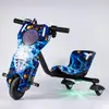 Go-Kart Eléctrico Multifuncional Transfronterizo para Niños, Coche de Derrape Cuadrado, Vehículo Inteligente de Equilibrio de Tres Ruedas 360°