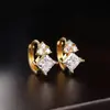 Brilhantes~Brincos de Prata Esterlina S925 Banhados a Ouro 18K e Incrustados com Zircônia para Mulheres, Brincos de Alto Padrão de Nicho, Versáteis para o Trabalho e Uso Diário