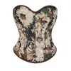 Top Cropped de Tecido Azul com Estampa Floral Cruzada Corset Estilo Francês Retrô Colete em Camadas Roupa com Estrutura de Osso Customização
