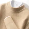 Suéter de cachemir 100% puro para hombre con cuello alto medio, tejido cálido de otoño e invierno, camisa base de color liso estilo business casual