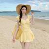 Trajes de Baño para Mujer 2026 Nuevo Estilo Dulce de Niña Nylon Secado Rápido Casual Vacaciones Vestido de Playa Conservador Traje de Baño Estilo Chanel
