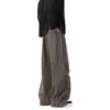 Pantalones Casuales Lavados de Temporada de Primavera y Otoño para Hombre, Marca de Moda Estilo Americano Retro Plisados Ropa de Trabajo Rectos Sueltos Caídos Patchwork de Pierna Ancha