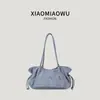 Bolso tote de ante plisado con cordón estilo retro, bolso de mano casual de alta gama para el trabajo, bolso de hombro para mujer de gran capacidad