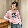 Camiseta Interior de Cuello Redondo para Niñas Estilo Nuevo 2026 Ropa Interior para Niños de Edad Media y Mayores Polar de Doble Cara Ropa de Otoño/Invierno Camiseta Pulóver Moderna