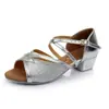 Sapatos de Dança Latina Infantil, Sapatos de Dança de Cetim de Salto Baixo, Sapatos de Dança Confortáveis de Sola Macia para Meninas, Cha-Cha, Rumba, Samba, Sapatos Brilhantes