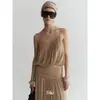 Bufanda de Seda Elegante Bie + Camisola con Escote en U Fluida para Mujer, Top Corto sin Mangas con Espalda Descubierta para Mujer