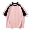 Camiseta masculina de manga curta, tendência de verão, solta, estilo americano, com costura, design esportivo, camiseta com meia manga