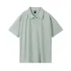 Ropa de trabajo de manga corta con cuello polo de algodón puro de doble hilo 32s para hombre, color sólido, versátil para actividades, uniforme de grupo