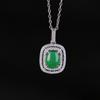 Colgante Geométrico Cuadrado Hueco de Plata de Ley S925 con Diseño de Ciervo Plateado, Jade, Moda Retro, Sentido de Alta Gama, Colgante Versátil de Temperamento