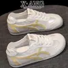 Zapatos de Entrenamiento Moral de Cuero Genuino, Delgados de Verano, Transpirables, Suela Suave, Zapatos para Mujer que no Cansan, Zapatos Planos tipo Forrest Gump, Zapatos Deportivos Casuales Blancos