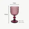 Copa de Vino de Vidrio de Color en Relieve, Vaso para Jugos, Copa de Vino, Copa de Cáliz, Copa de Vino Engrosada, Copa de Champaña, Lujo Ligero Retro