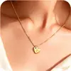 Colgante con Forma de Corazón Estilo Europeo y Americano con 26 Letras Inglesas Grabadas, Collar de Acero Inoxidable a la Moda para Mujer, Transfronterizo