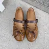 Primer Encuentro Temporada Dulce y Elegante~2026 Nuevo Estilo Plisado Estilo Ballet Zapatos Mary Jane para Mujer con Lazo Planos Ultra Suaves