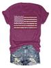 Camiseta Feminina de Verão Europeia e Americana com Estampa do Dia da Independência, Gola Redonda, Manga Curta, Moda Casual, Exportação Estrangeira, Explosões